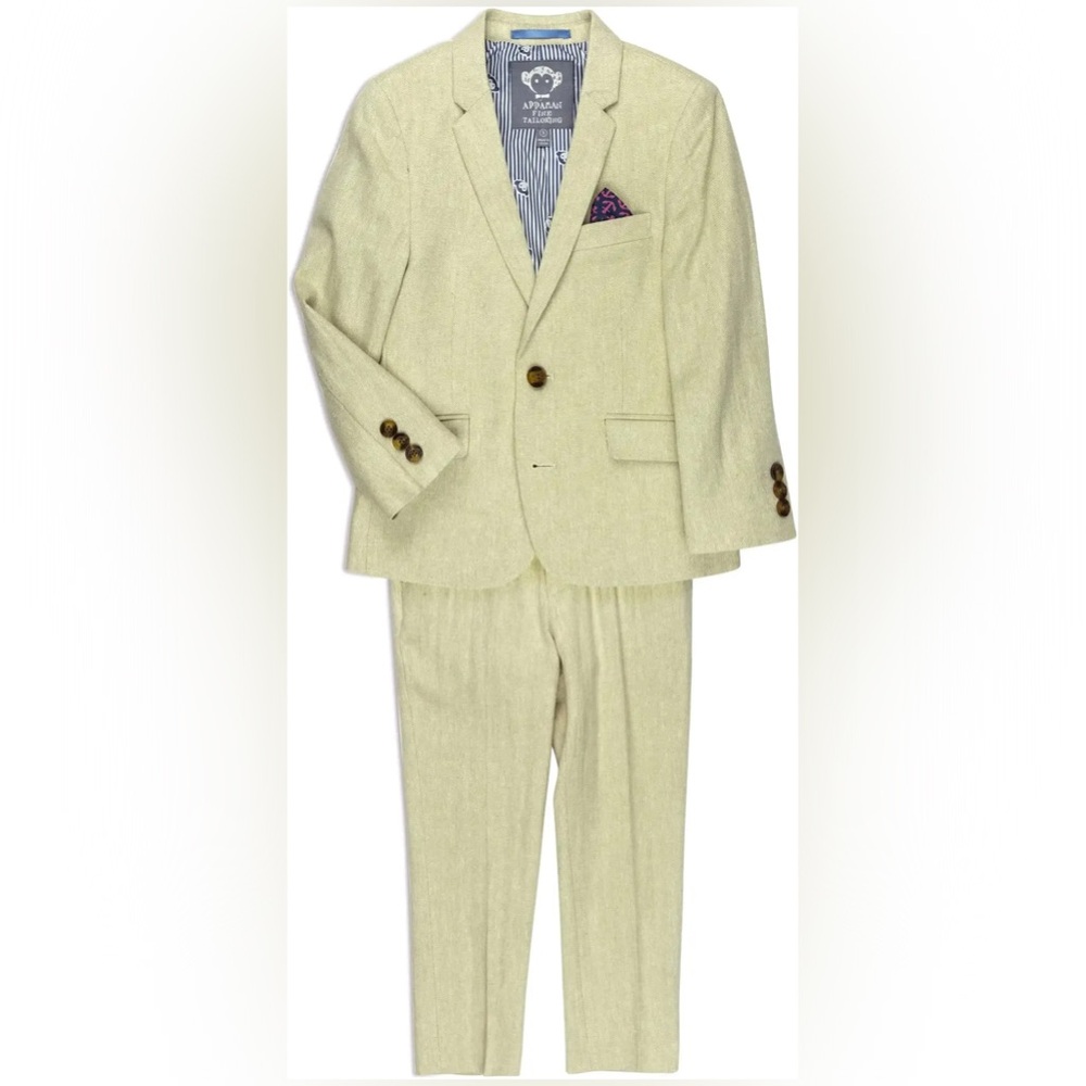 Appaman Boys 2 piece mod suit khaki herringbone